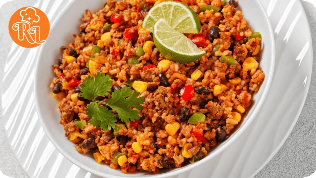 Mediterranean Ground Beef and Rice Skillet